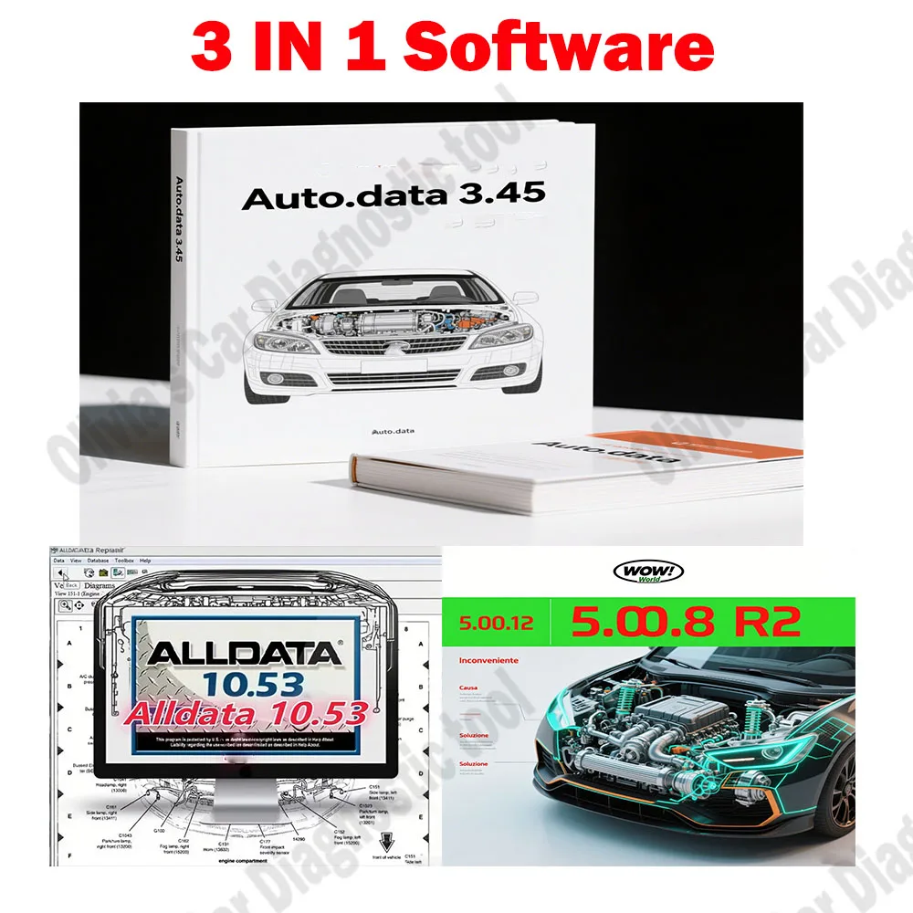 

AutoData 3.45 OBD2 Scanner+ Alldata 10.53 Car accessories Software+ WOW V5.00.12 with Keygen For Tcs Multi-diag Diagnostic Tools