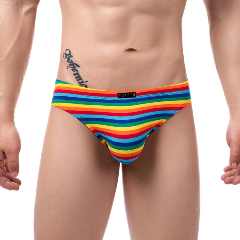 

New Cotton Briefs Underwear Striped Gay Panties Jockstrap Men's Briefs Soft Innerwear Sexy Man Underwear Brief Underpants Bikin