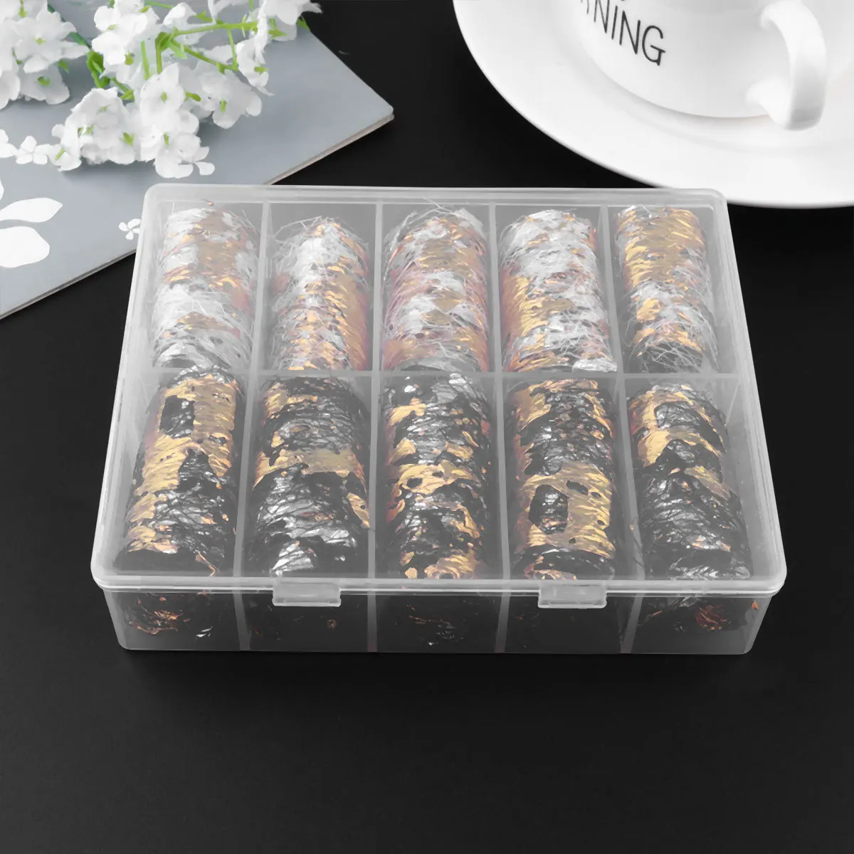 Pegatinas de malla de lámina dorada y plateada para uñas, calcomanía artística para manicura, mano de obra fina, aspecto atractivo, fácil de aplicar, uso profesional en el hogar