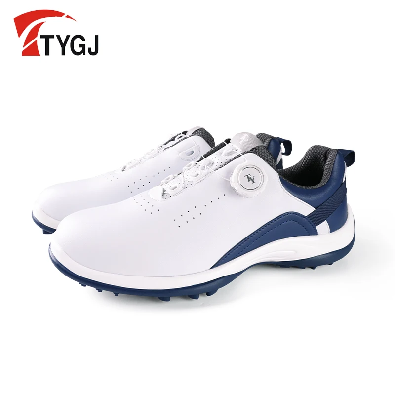 TTYGJ Golf Shoes Men\'s Casual Sports Shoes Knob Shoelaces Golf Waterproof Shoes Lightweight Spikeless Shoes