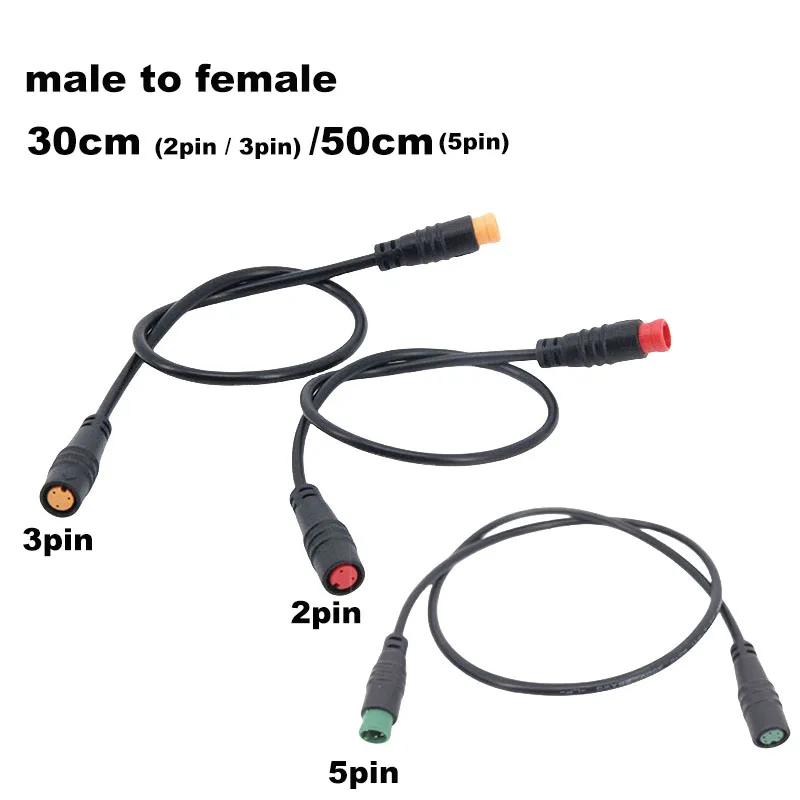 30cm M8 2 3 5 Pin Female Male to male female cable Electric Bicycle Butt Joint Plug Waterproof for Ebike Display Cable Connector