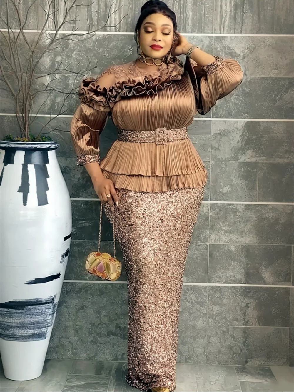 

Plus Size African Party Dresses for Women Dashiki Sequin Maxi Long Dress Elegant 2026 Muslim Wedding Evening Gowns Outfits