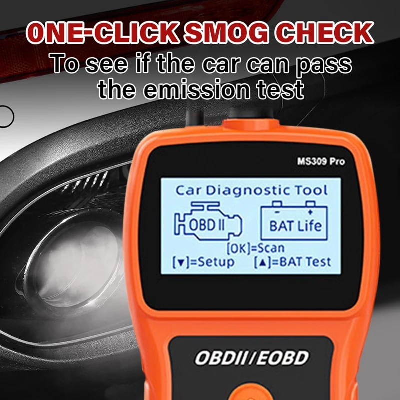 MS309PRO OBD2 Scanner Diagnostic Tool Battery Car Fault Code Reader Engine Tester Analyzer With 2.4 Inch LCD Display