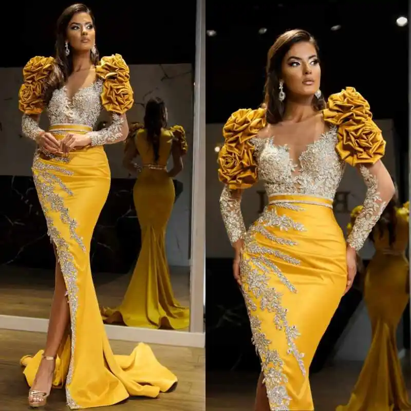 Vestidos de fiesta de graduación con flores brillantes, vestidos de noche de sirena con lentejuelas y cuentas, vestido de noche de cumpleaños personalizado Formal