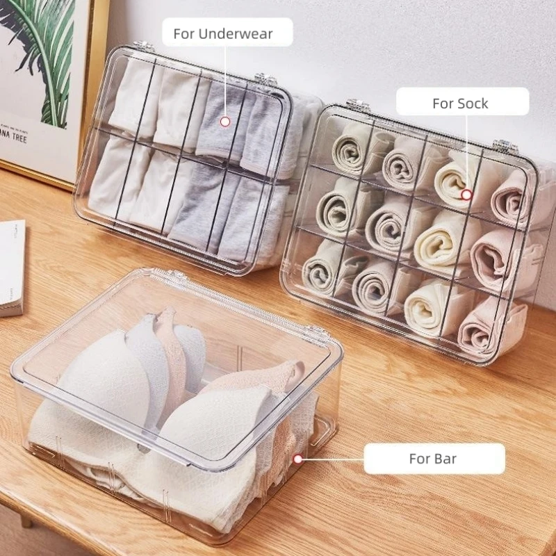 Transparent Underwear Storage Box Drawer Organizers Plastic Container For Cabinet Bedroom Room Clothes Wardrobe Closet Home