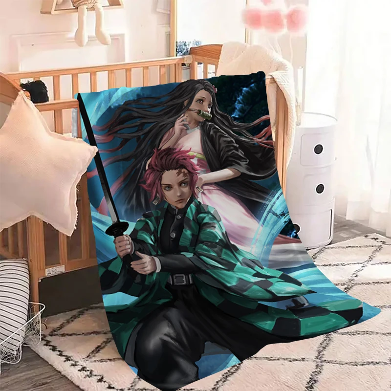 

Demon Slayer Picnic Blanket Fluffy Custom Cobija Catnap Microfiber Bedding Bed Blankets & Throws Sofa Quilt King Lid Knee Throw