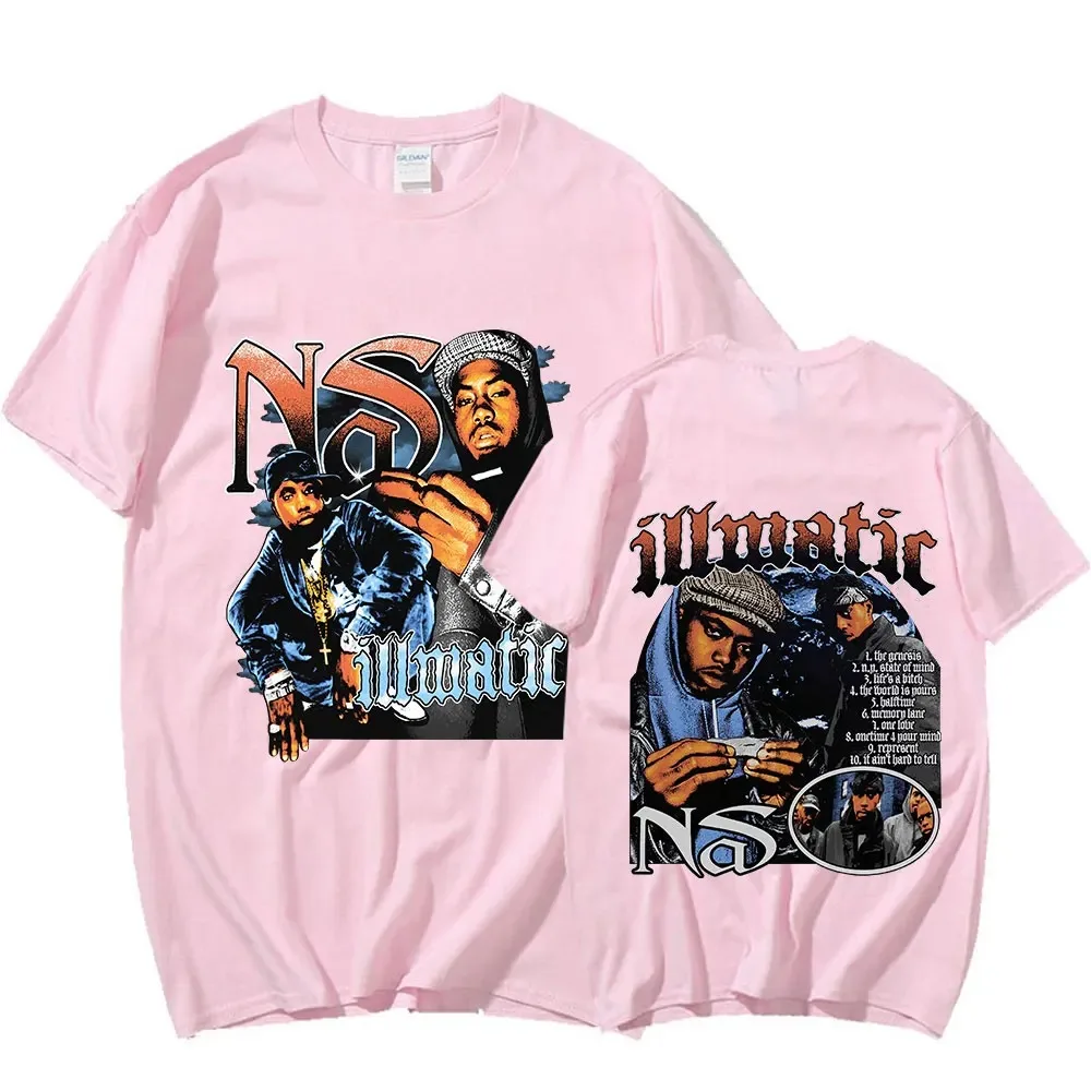 Rapper Nas Illmatic Graphic T Shirt Men\'s Fashion Vintage T-shirt Casual 100% Cotton Short Sleeve T-shirts Hip Hop Streetwear