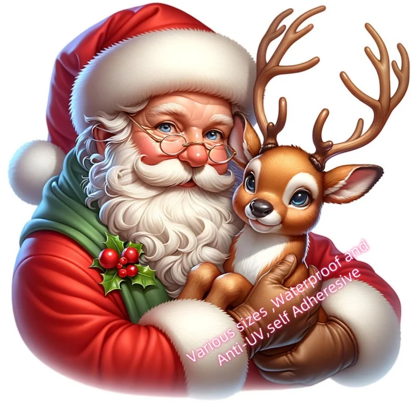 X37 Christmas  Stickers Santa Claus Reindeer   Decals Car Door  Window Rear Decoration  Laptop stickers