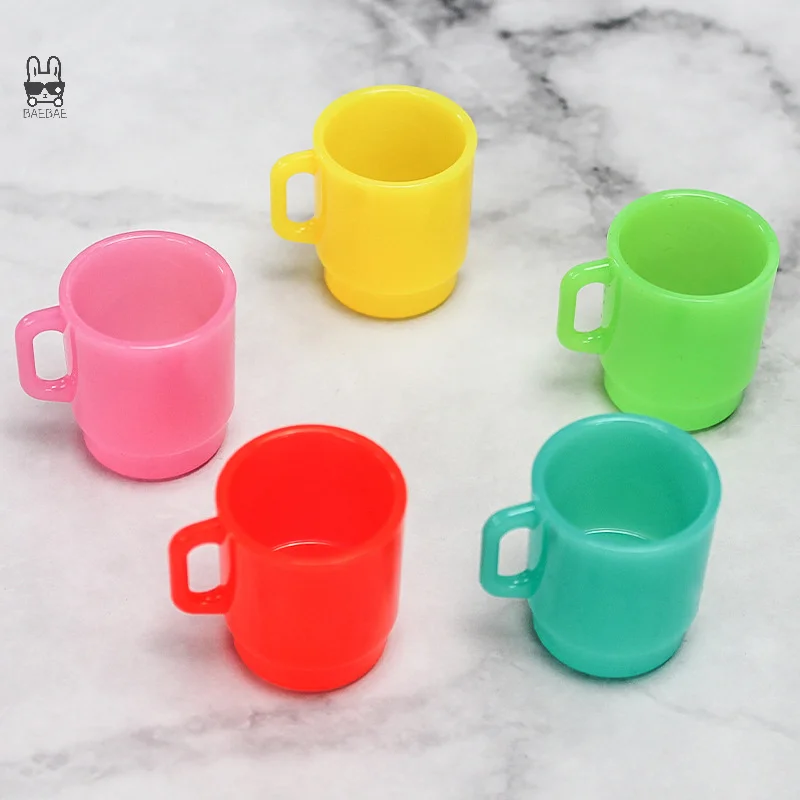 1pc Mini Mug Cup Plastic Tableware Drink Wine Bottles Goblets Beer Accessories Doll House Miniatures