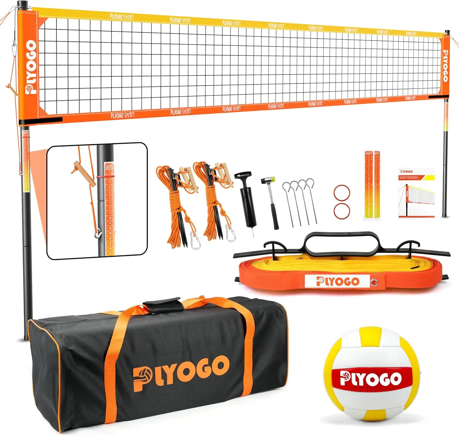 

Professional Portable Outdoor Volleyball Net Set with Adjustable Aluminum Poles, Heavy Duty Anti-Sag Design for Beach and Grass