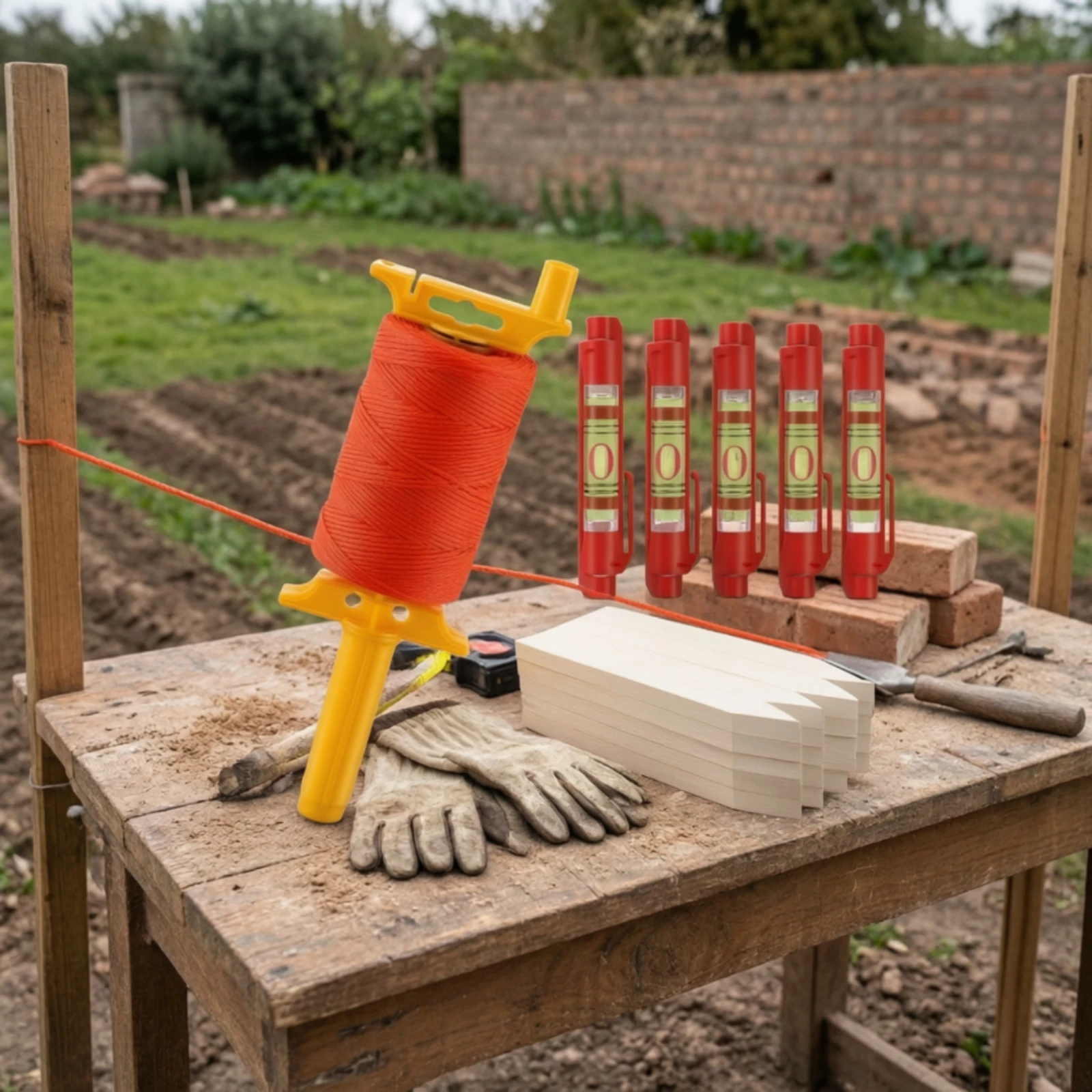 Mason Line Kit Nylon Masonry Line Kit Tools Braided High-Visibility for Masons, Bricklaying, Construction Sites