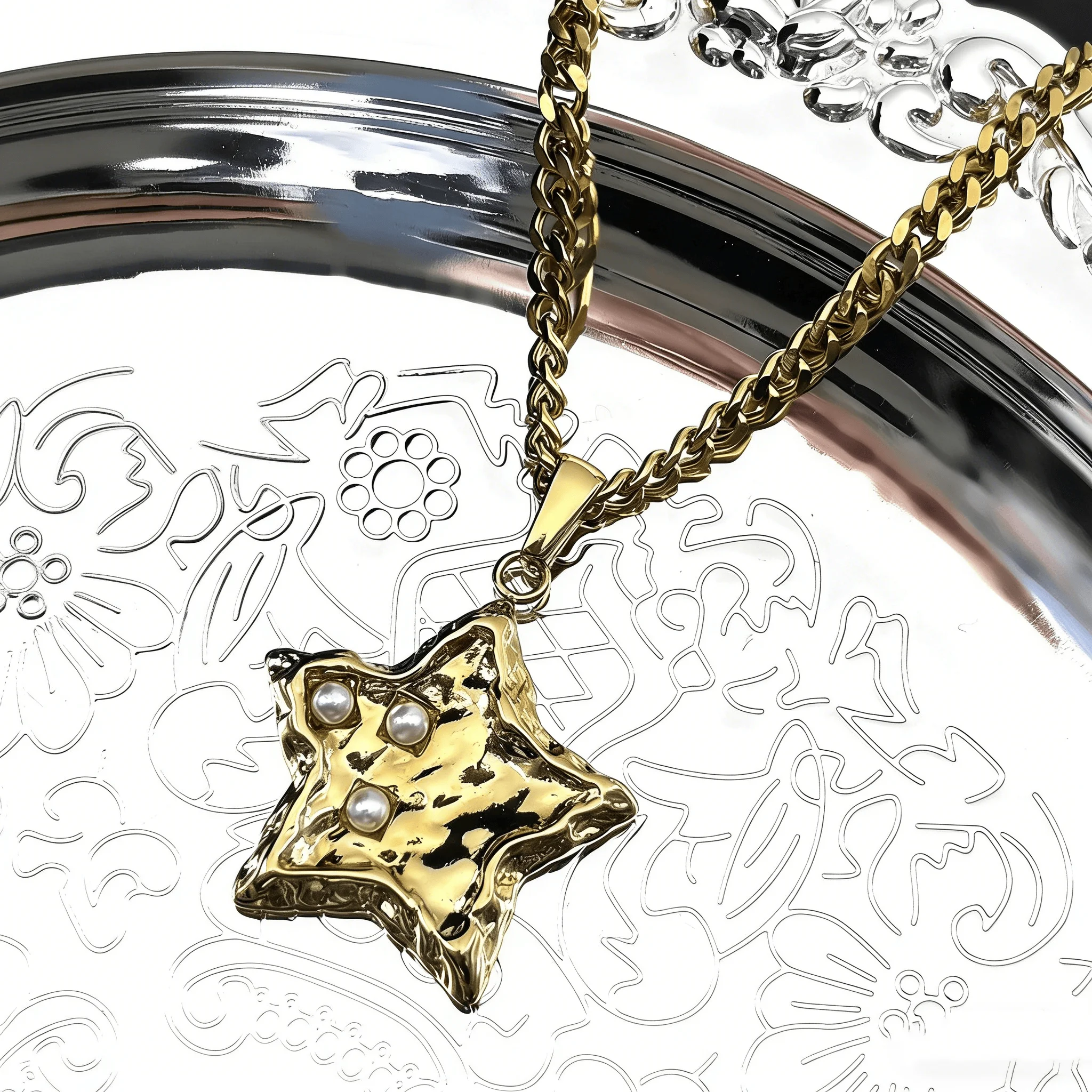 

Kpop Y2K Exquisite Star Pendant Necklace For Women Egirls Fashion Stainless Steel Pearl Pentagram Clavicle Chain Jewelry Gifts