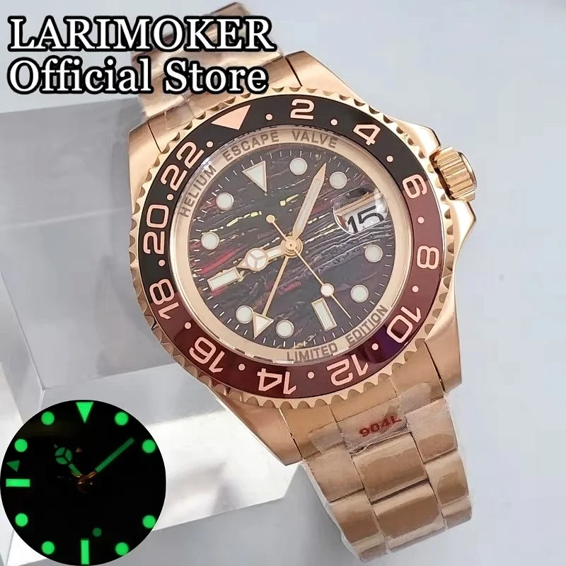 

Часы LARIMOKER 43 мм с сапфировым стеклом, корпусом из нержавеющей стали и розового золота, с ремешком, мужские, с автоматическим механизмом NH34, механические часы