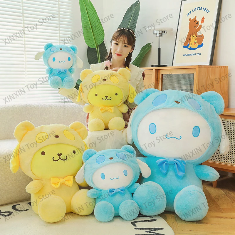 

Плюшевая игрушка Sanrio Kawaii Pom Pom Purin, трансформирующаяся в Cinnamoroll, подушка-обнимашка для комфорта, подарок на день рождения для девочек, детей и взрослых