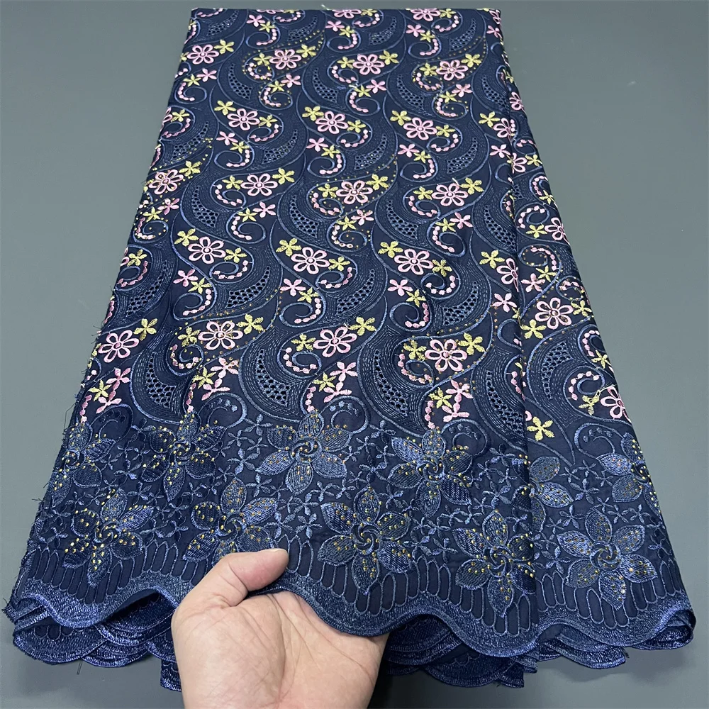

2025 африканский нигерийский тюль, кружевная ткань для шитья платья, высокое качество, дамасский хлопок, чистая вышивка, свадебная вечеринка, hz1382, 5 ярдов