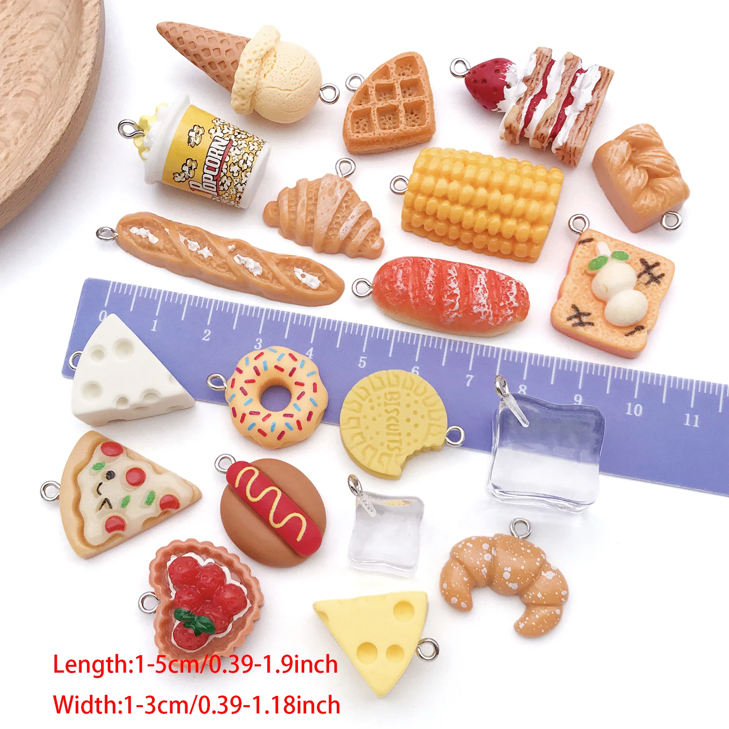 Realistic Food Charms, 5/20 pcs Resin Popcorn Burger Cake Ice Cube Miniatures for Japanese Style DIY Crafts & Cream Glue Decor. image 3