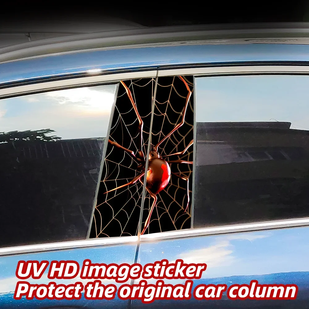 

Spider Web Car Stickers Car B-pillar Vinyl Decals Waterproof Auto Center Pillar Sticker Cover Scratches Vehicle Decor Accessorie