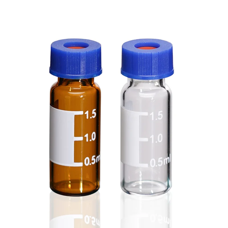 100pcs/lot 1.5/2ml Glass Sample Bottle Chromatography Headspace Sampling Vial Socket Snap Clamp Type Sample Injection Bottle