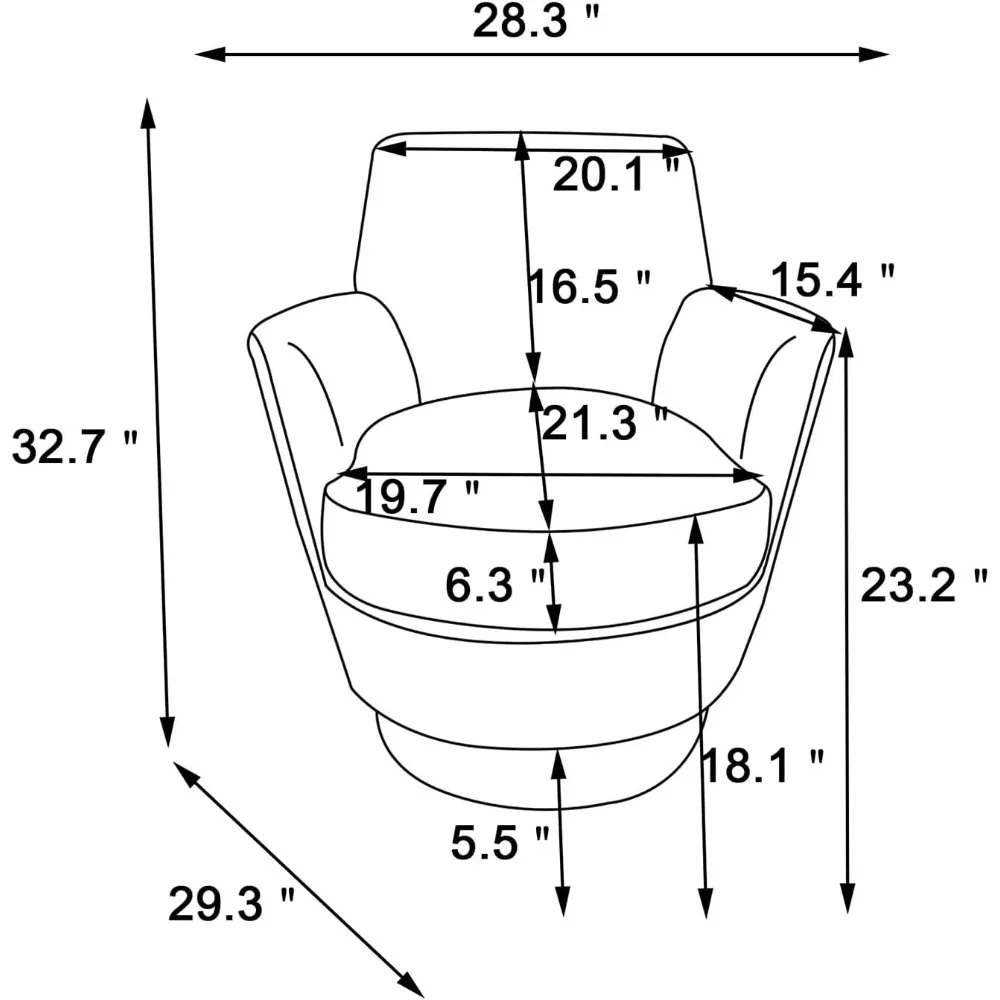 Conjunto de cadeira giratória estofada redonda, poltrona de 360 graus, tecido de veludo confortável, poltrona pequena para sala e quarto, conjunto de 2