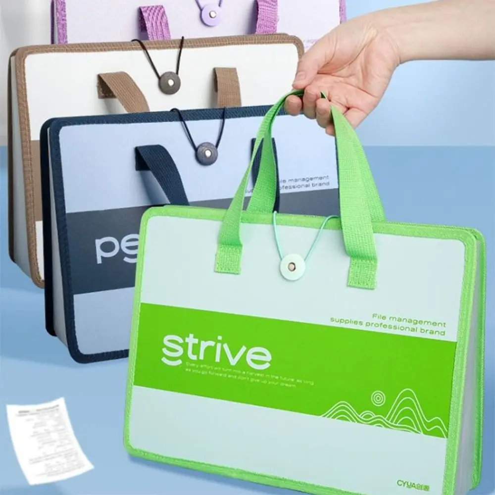 13 레이어 A4 파일 폴더 휴대용 타이 스트랩 디자인 분류 파일 가방 대용량 문서 가방 학교 사무실