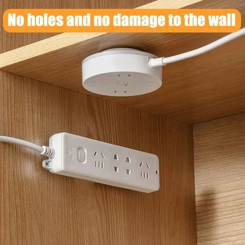 Wall-Mounted Holder Storage Hook Punch-free Plug Racks Extension Sockets Fixer Cable Wire Organizer Seamless Power Strip Holder image 2