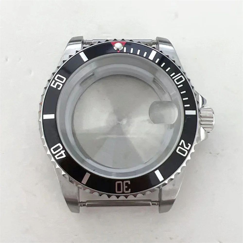 ​40MM Stainless Steel Watch Case Aluminum Bezel Sapphire Magnifier Accessories for 8215/8200/8205/2813 Movement