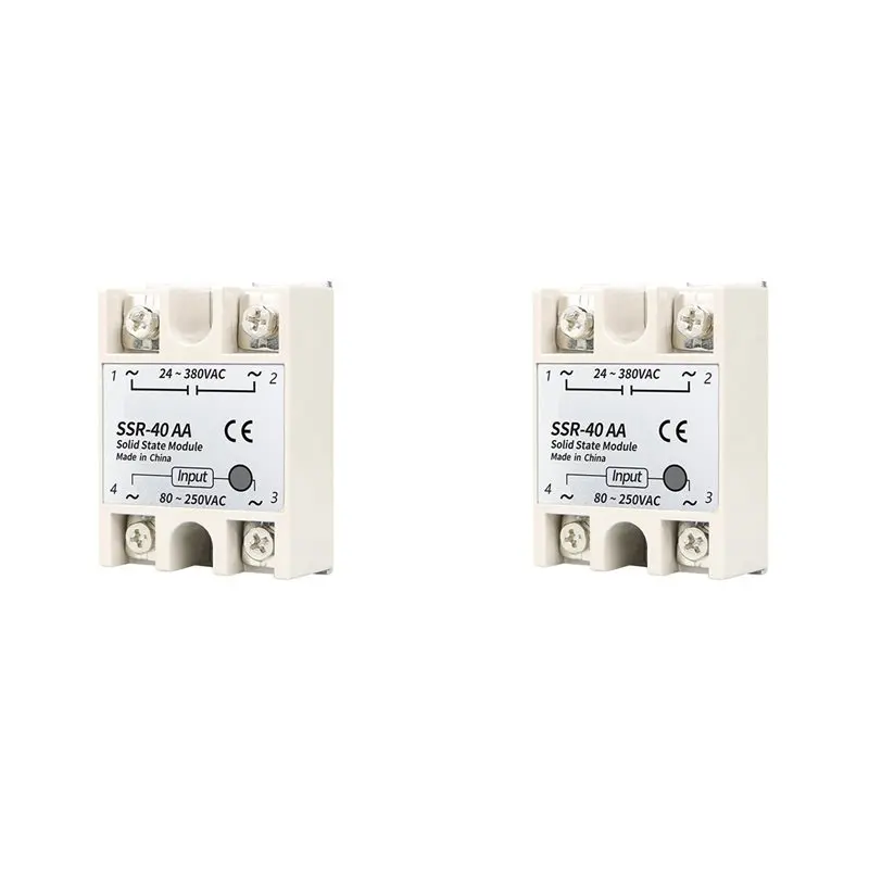 LICE-2X SSR-40AA Solid State Relay 40A Single Phase Module 80-250VAC Input 24-380VAC Output For PID Temperature Control