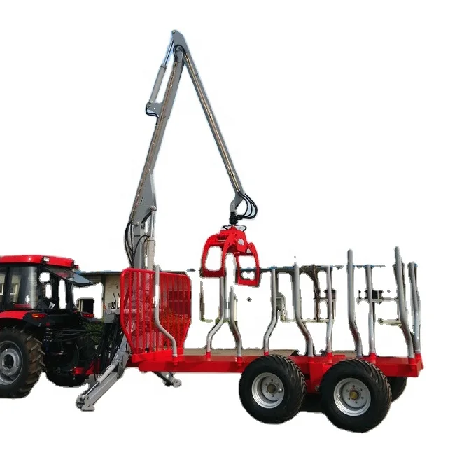 Hydraulic Log Grapple Trailer Easy Tractor Connection Thick Plate Outdoor Forest Timber Grabbing Hauling Machine