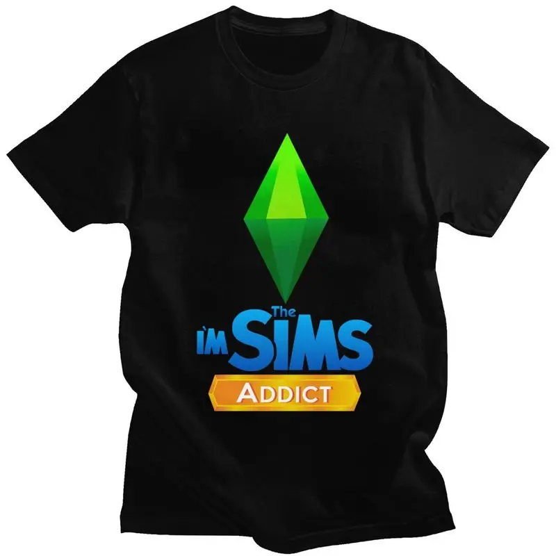 Custom I'm The Sims Addict T Shirt for Men 100% Cotton Tshirt Tee Short Sleeves Video Game T-shirt Slim Fit
