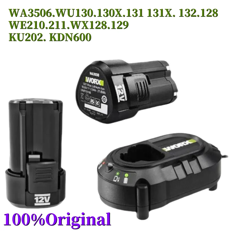 Original 2000mAh for WORX Kress 12V WA3506 WU127 WU128 WU130 WU131X WU132 WU280 WX128 WX129 WX540 KDN600 Electric Tool Battery