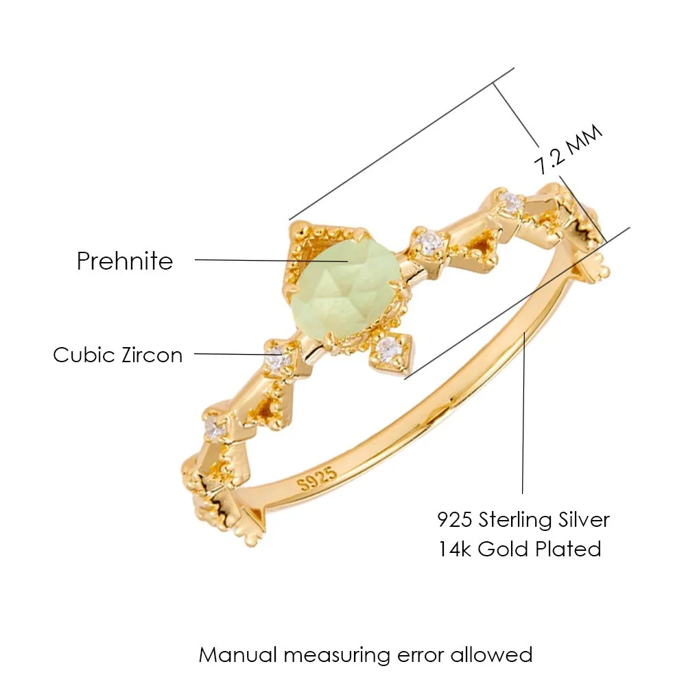MOBUY خاتم الأحجار الكريمة الطبيعي Prehnite للنساء نمط المحكمة تاج أنيق فاخر 925 فضة الذهب Vermeil غرامة مجوهرات #6