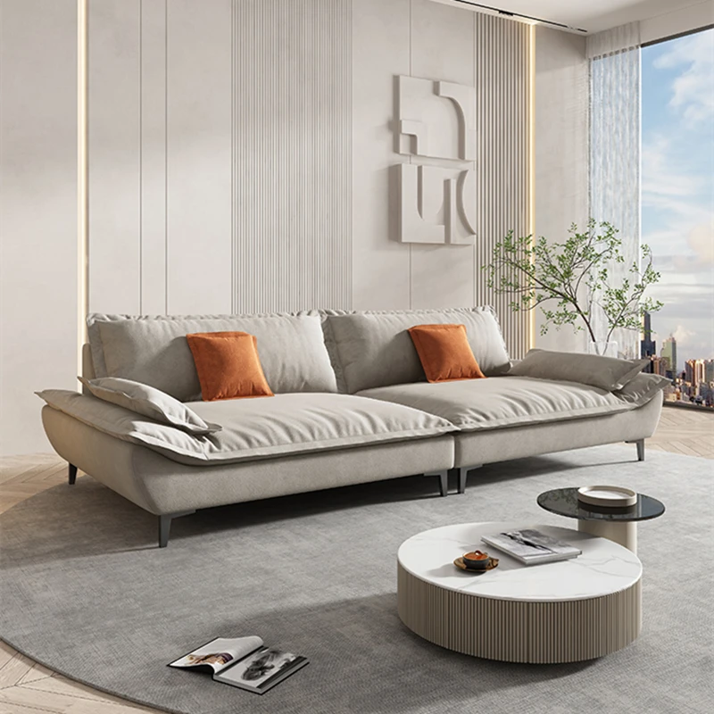

#Light Luxury Sailing Technology Cloth Sofa Straight Row Living Room Minimalist Modern Nordic Cloth Three Seater Sofa