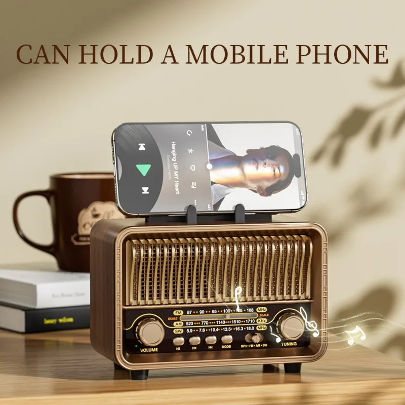Retro radio, portable AM/FM/SW with USB rechargeable battery, with antenna