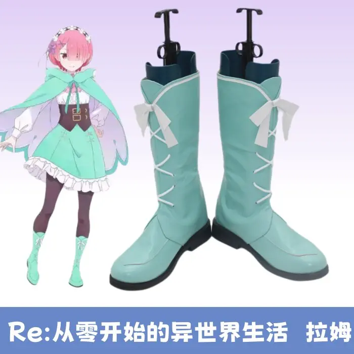 

Re:Zero Anime Ram Cosplay Shoes Boot Halloween Costume Accessory Prop Custom Made