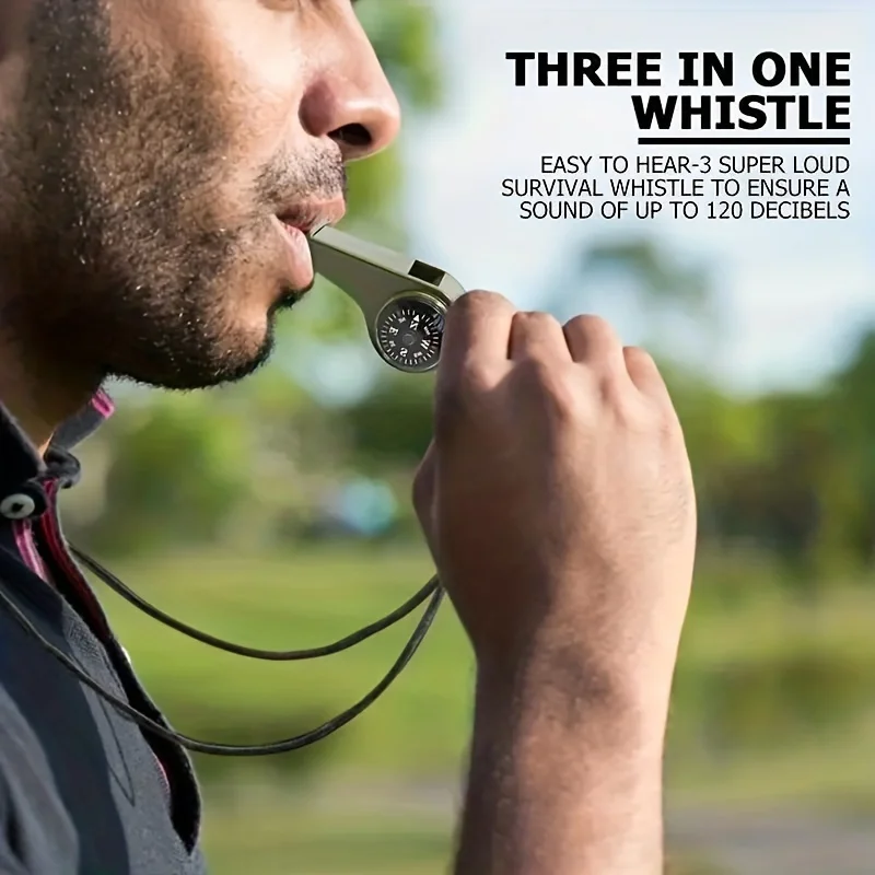 3 in 1 Multifunction Emergency Survival Whistle Compass Thermometer Referee Sporting Goods Whistle Camping Hiking Whistle