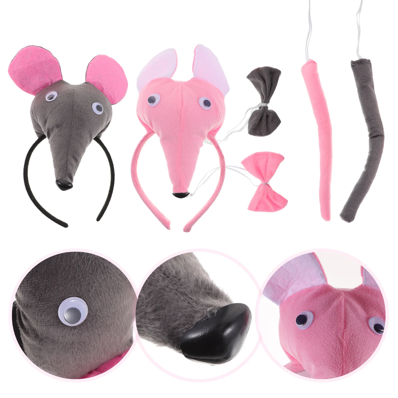 

6 Pcs Mouse Headband Costume Accessories Cosplay Ears Rat Fabric Accessory Masquerade Tail