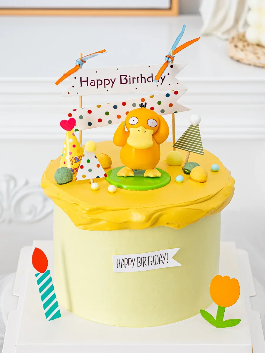 Kids Birthday Party Baby Shower Baking Cake Decoration Gifts Yellow Cartoon Ducks Birthday Party Cake Topper Supplies