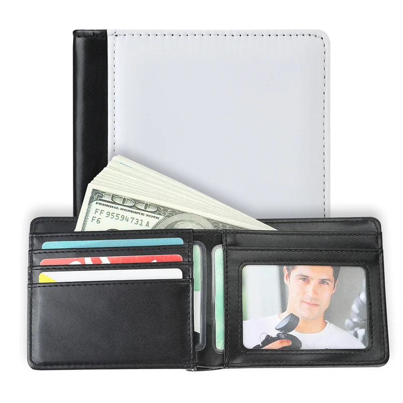 Pu Leather Sublimation Blank  Hand Bag Wallet Clip Purse Multi Card Holder with Pocket  for Men and Women Gift