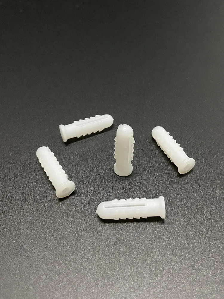 White PP Material Expand Nail Expansion Tube Pipe Screw Fixing Seat Wall Plugs Plastic Conical Anchor PCS-8P 50 Pieces