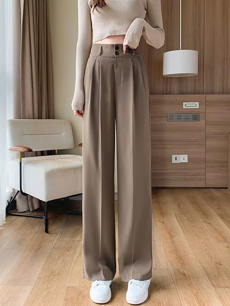 

Drape High Waist Suit Pants Women's Spring And Autumn 2023 New Pants Show Thin Straight Tube Loose Sweeping Wide Leg Pants