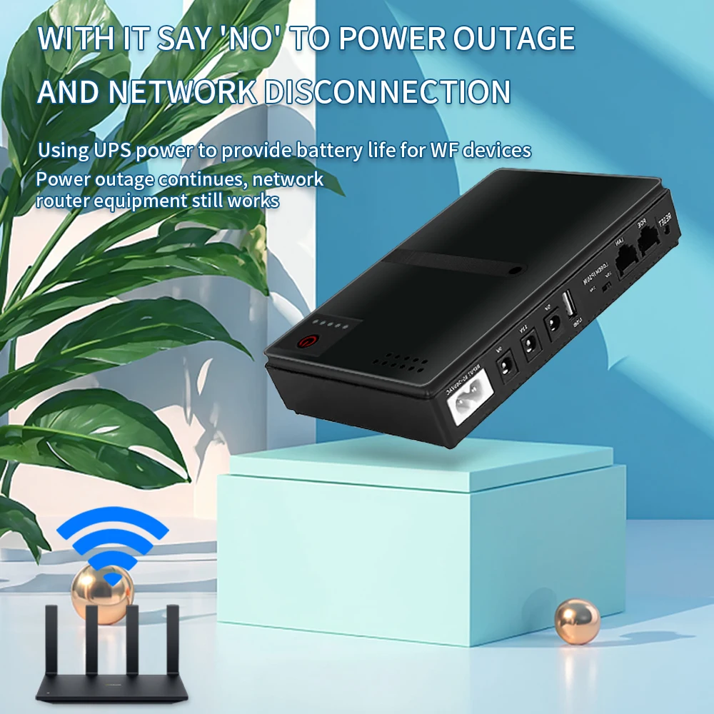 Imagem -03 - Fonte de Alimentação Ininterrupta 10400mah Ac85265v dc 5v 9v 12v 24v 1a 2a Saída Ups Bateria de Backup para Roteador Gato Óptico Plugue da ue