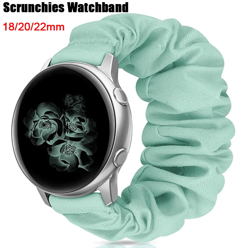 20mm Scrunchies Watch Band for Samsung Galaxy Watch 6 5 4 40mm 44mm watch 5pro 45mm Elastic Fabric Strap for Huawei Watch