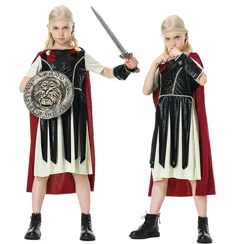 2025New Halloween Alten Römischen Krieger Schild Schwert Gladiator Cosplay Rollenspiel Kostüm Eltern-kind-Outfit
