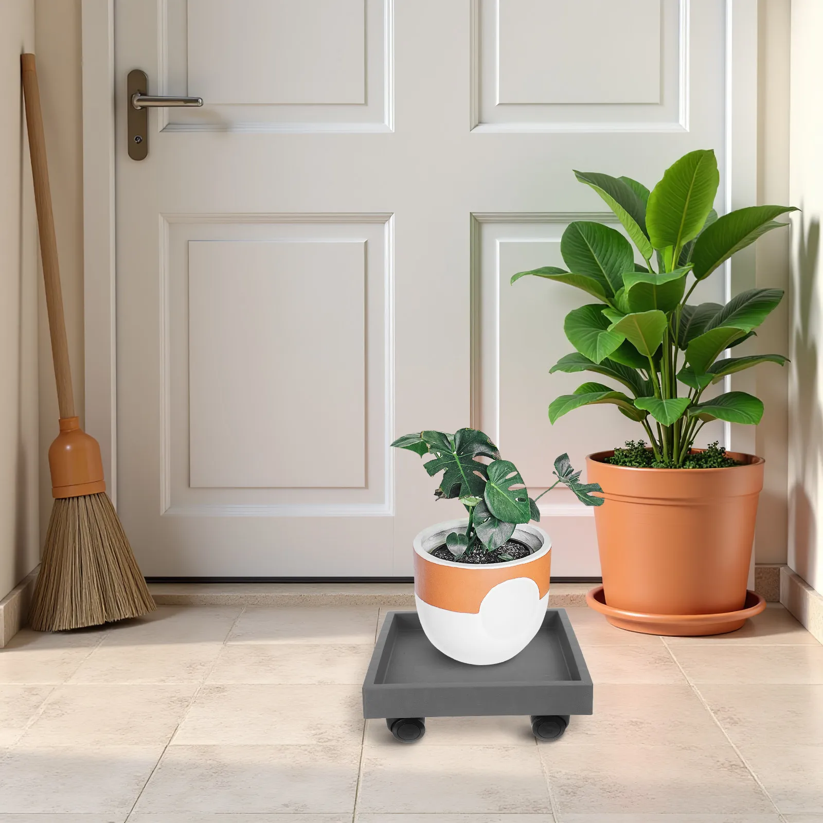 Plant Saucer with Wheels Heavy Duty Plastic Rolling Stand Tray for Indoor Outdoor Potted Plants