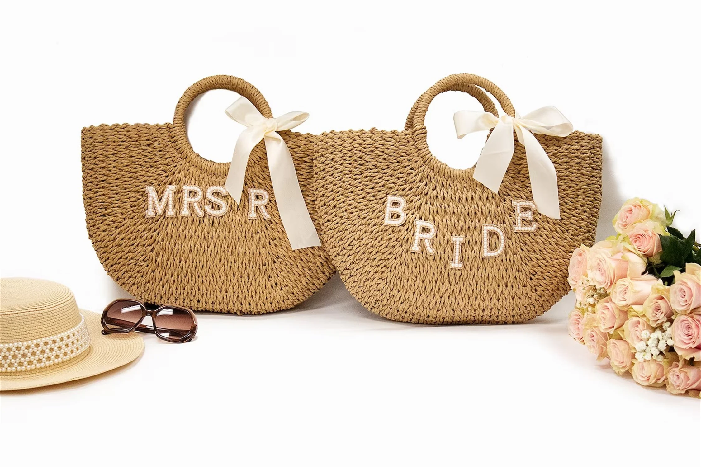 Customized straw bags,Mrs Custom Beach Bag, Personalized straw basket, bridal shower bag, Custom beach bag,straw tote, Custom ba