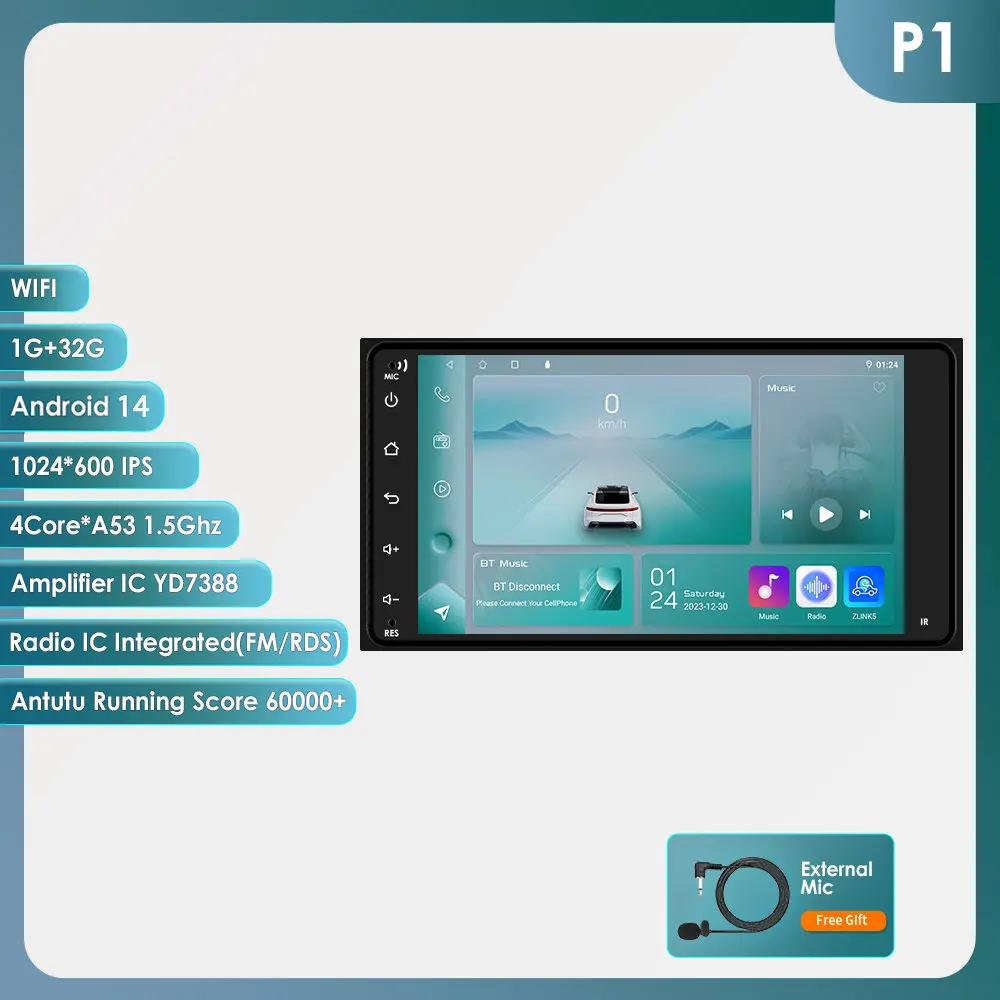 7''2Din QLED Scherm Android Universele Autoradio Multimedia Video Player Stereo voor Toyota CAMRY CROWN COROLLA RAV4 HIACE Carplay