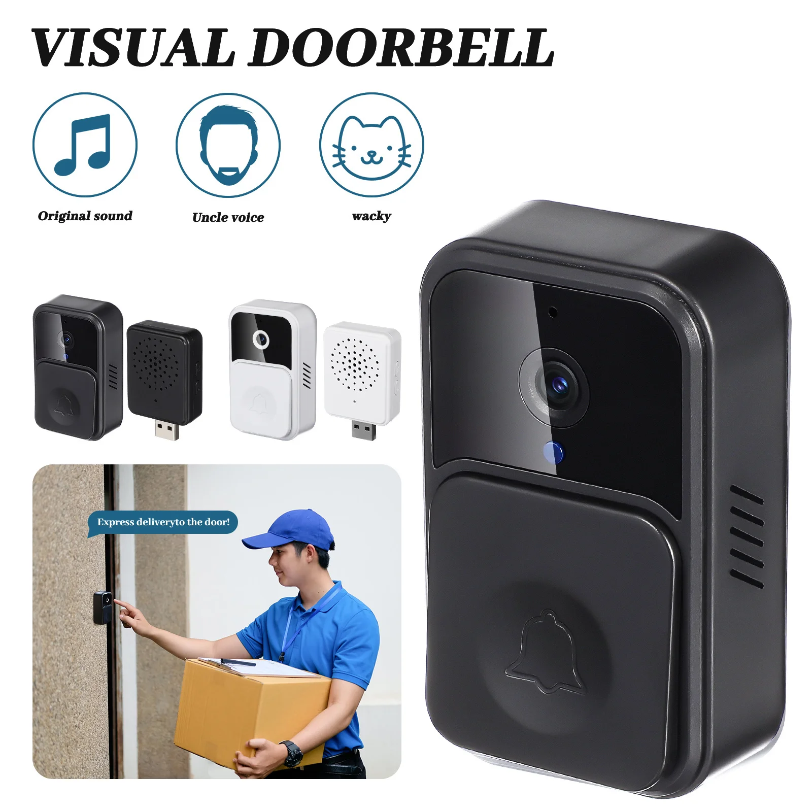 Wireless Wifi Smart Doorbell Camera Video Intercom Hd Night Vision 2-Way Audio Long Office Use