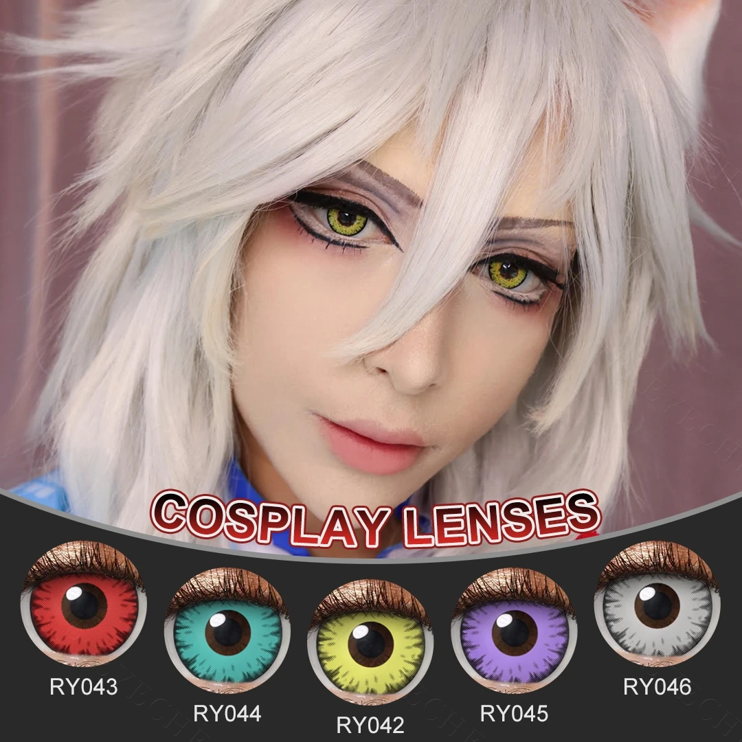PSEYECHE Farbkontaktlinsen für Gelb, Grün, 1 Paar, Halloween, Cosplay, Kontaktlinsen, Augen, Schönheitslinse, jährlich