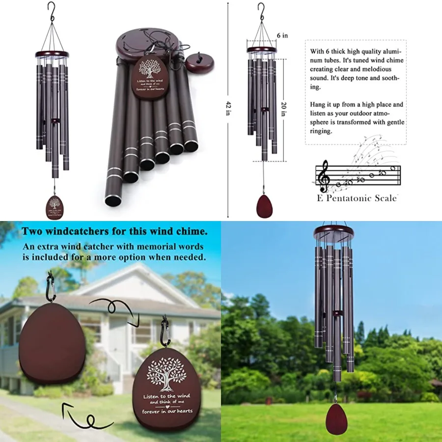 

Large Wind Chimes Outside Deep Tone Memorial Wind Chime for Loss of Loved one, Sympathy Gift for Bereavement, Condolence, Funer