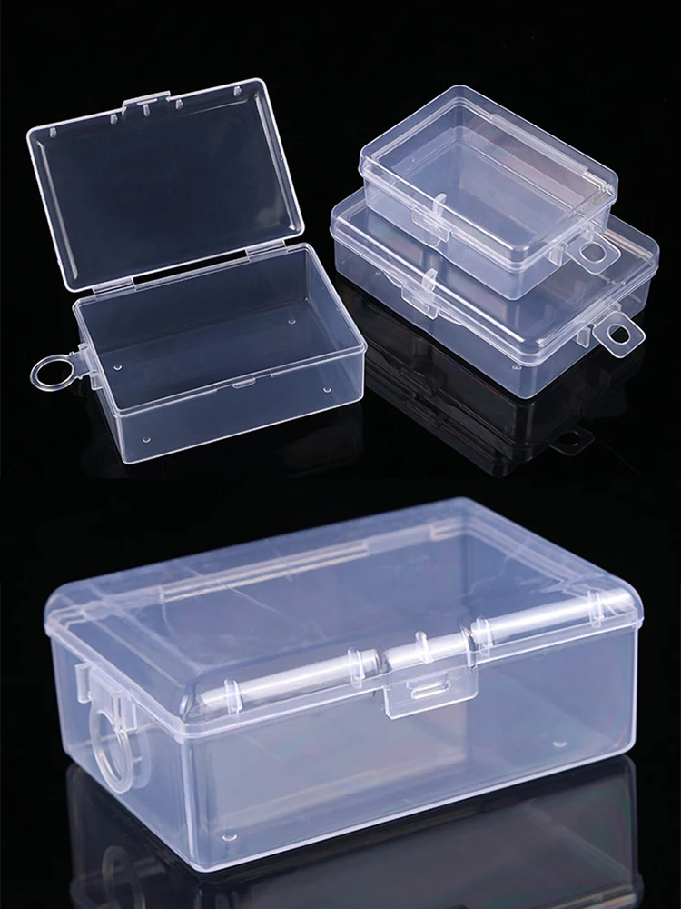 Small Boxes Rectangle Clear Plastic Jewelry Storage Case Container Packaging Box Earrings Rings Beads Collecting Home Organizer